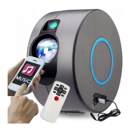 Mobilier camera copii - LAMPA DE NOPTIERA CU PROIECTOR, LED, TELECOMANDA, BLUETOOTH, 3 CULORI, GRAFIT, 17X9.2X17 CM, GALAXY CLOUD