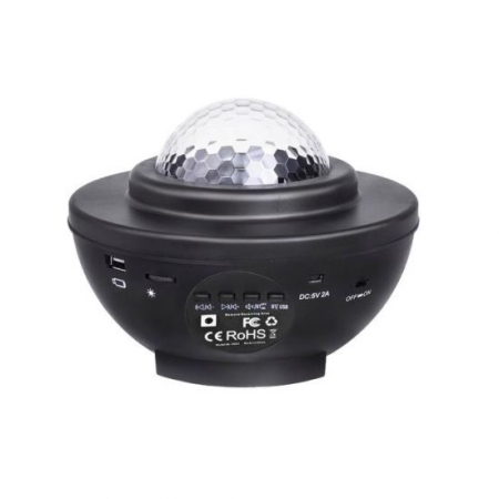 Mobilier camera copii - LAMPA DE NOPTIERA CU PROIECTOR, MUZICALA, LED, TELECOMANDA, BLUETOOTH, INCARCARE USB, NEGRU, 17X13 CM, ISOTRADE