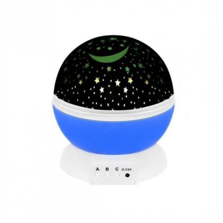Mobilier camera copii - LAMPA DE NOPTIERA CU PROIECTOR, PENTRU COPII, CUPOLA ROTATIVA, ALBASTRU, INCARCARE USB/4XAAA, 12.7X13.5 CM, ISOTRADE