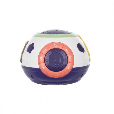 Mobilier camera copii - LAMPA DE NOPTIERA CU PROIECTOR, PENTRU COPII, MUZICALA, 4 MODURI, 3XAA, MOV SI ALB, 18X14 CM