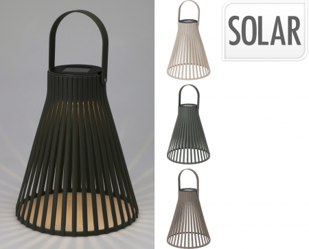Amenajari Interioare - Lampă solară decorativă tip felinar cu fante verticale – pentru grădină, terasă sau balcon