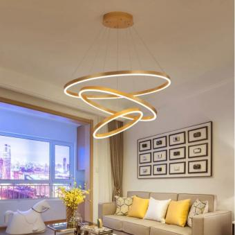 Iluminat - LUSTRA LED 3 CORPURI DIMABILA TELECOMANDA GOLD 120W