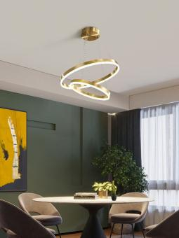 Iluminat - LUSTRA LED 3 FUNCTII TELECOMANDA SUSPENDATA GOLD 90W