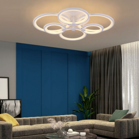 Lampadare - LUSTRA LED CERCURI 100W CU 6 BRATE 3 CULORI+IR 830mm x 140mm
