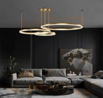 Iluminat - LUSTRA LED DIMABILA CU TELECOMANDA 3 FUNCTII 3 CORPURI GOLD 150W
