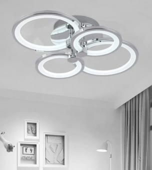 Iluminat - LUSTRA LED DIMABILA CU TELECOMANDA 3 FUNCTII CROM 60W