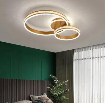 Amenajari Interioare - LUSTRA LED DIMABILA CU TELECOMANDA 3 FUNCTII GOLD CRISTAL 120W