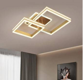 Lustre - LUSTRA LED DIMABILA CU TELECOMANDA 3 FUNCTII GOLD CRISTAL 140W