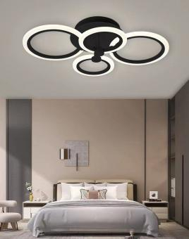 Iluminat - LUSTRA LED DIMABILA CU TELECOMANDA 3 FUNCTII NEGRU 60W