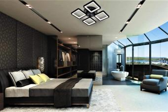 Lustre - LUSTRA LED DIMABILA CU TELECOMANDA 3 FUNCTII NEGRU 70W