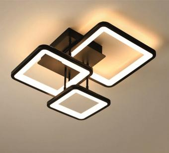 Iluminat - LUSTRA LED DIMABILA CU TELECOMANDA 3 FUNCTII NEGRU 80W