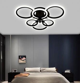Iluminat - LUSTRA LED DIMABILA CU TELECOMANDA 3 FUNCTII NEGRU 84W