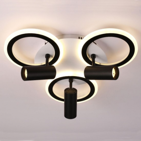 Aplice - Lustra Led Neagra cu trei spoturi Carina 65w/4200lm 3000k/4000k/6500k cu Telecomanda