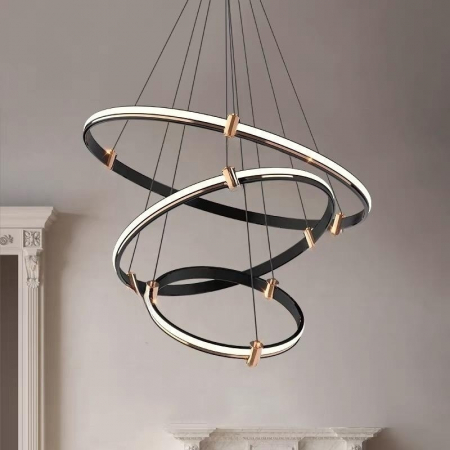 Plafoniere - Lustra LED Negru cu 3 Cercuri