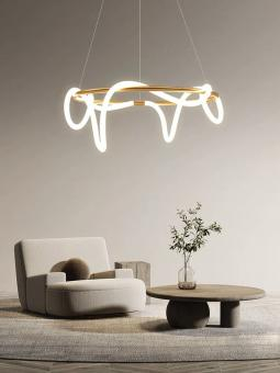 Iluminat - LUSTRA LED NEONFLEX ROSE GOLD 6000K 60CM TELECOMANDA ON-OFF 190W