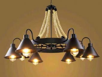 Amenajari Interioare - LUSTRA VINTAGE 8 SOCLURI E27 NEGRU