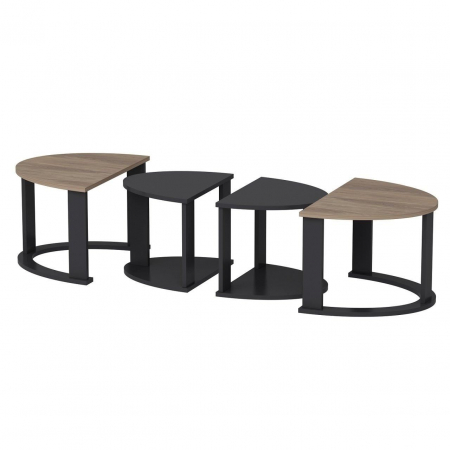 MASA DE CAFEA, MODULARA, OVALA, PAL MELAMINAT, ANTRACIT SI NATUR, 90X60X41 CM, ANTELL, MINAR [2]