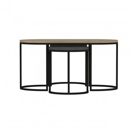 MASA DE CAFEA, PAL MELAMINAT, NATUR SI ANTRACIT, SET 3 PIESE, 90X45X45/35X30X40 CM, DENA, MINAR [3]