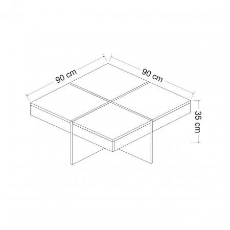 MASA DE CAFEA, PATRATA, PAL MELAMINAT, NEGRU, 90X90X35 CM, ROYAL, MINAR [1]