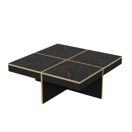 MASA DE CAFEA, PATRATA, PAL MELAMINAT, NEGRU, 90X90X35 CM, ROYAL, MINAR [2]