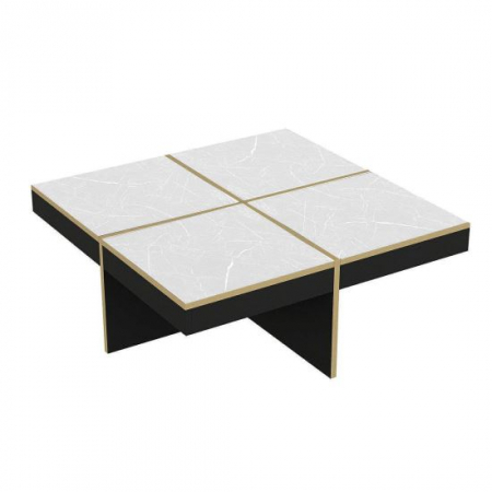 Masute cafea - MASA DE CAFEA, PATRATA, PAL MELAMINAT, NEGRU SI AURIU, 90X90X35 CM, ROYAL MARBLE, MINAR