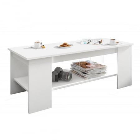 Living - MASA DE CAFEA, PLACA LAMINATA, 1 RAFT, ALB, 120X50X45 CM, KAMI