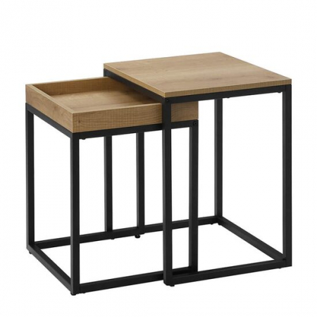 Amenajari Interioare - MASA DE CAFEA, VASAGLE, PAL SI METAL, NATUR, SET 2 PIESE