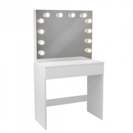 Mese de machiaj - MASA DE TOALETA/MACHIAJ, ALBA, CU OGLINDA SI LED-URI, 80X40X140 CM