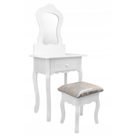 Mese de machiaj - MASA DE TOALETA, MACHIAJ, PENTRU COPII, CU OGLINDA, SERTAR SI TABURET, ALB, 50X30X111 CM