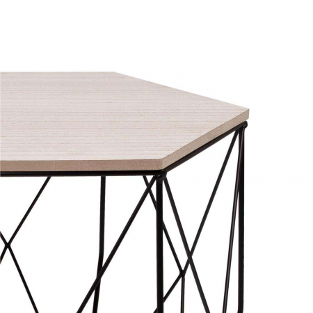 MASA HEXAGONALA CU COS DEPOZITARE, MDF, BAZA METALICA, NEGRU SI NATUR, 32/40.5X38.5 CM, SPRINGOS [4]