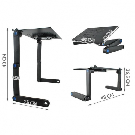 MASA PENTRU LAPTOP, PLIABILA, AJUSTABILA, VENTILATOR CU USB, MOUSE PAD DETASABIL, 48X27X48 CM, ISOTRADE [3]