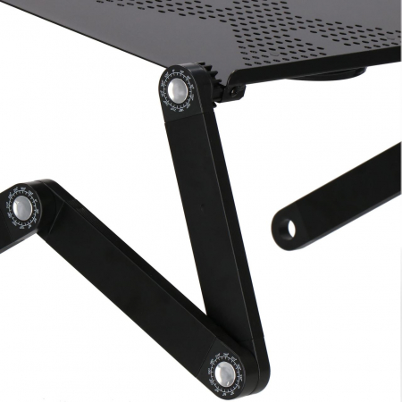 MASA PENTRU LAPTOP, PLIABILA, AJUSTABILA, VENTILATOR CU USB, MOUSE PAD DETASABIL, NEGRU, 48X26X49 CM, SPRINGOS [10]