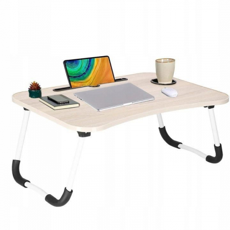 MASA PENTRU LAPTOP, PLIABILA, SUPORT PAHAR, MDF, METAL, PE, BEJ, 60X40X27 CM, SPRINGOS [7]