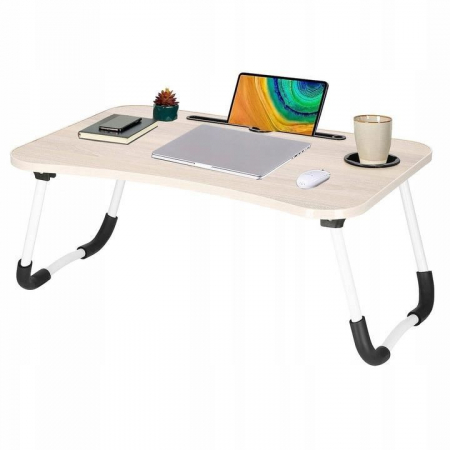 MASA PENTRU LAPTOP, PLIABILA, SUPORT PAHAR, MDF, METAL, PE, BEJ, 60X40X27 CM, SPRINGOS [4]