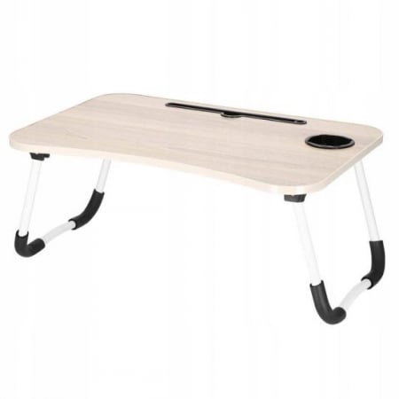 Mese - MASA PENTRU LAPTOP, PLIABILA, SUPORT PAHAR, MDF, METAL, PE, BEJ, 60X40X27 CM, SPRINGOS