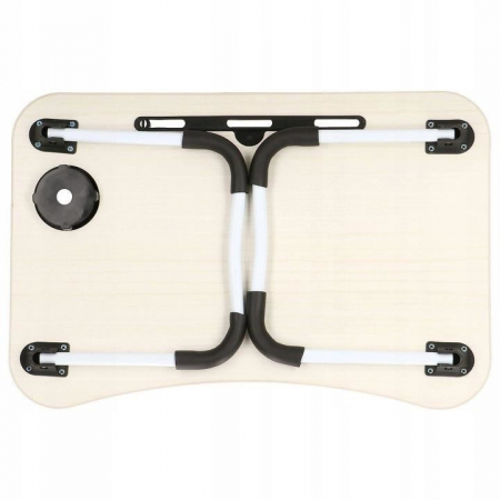 MASA PENTRU LAPTOP, PLIABILA, SUPORT PAHAR, MDF, METAL, PE, CREM, 60X40X27 CM, SPRINGOS [5]
