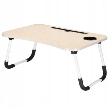 Mese - MASA PENTRU LAPTOP, PLIABILA, SUPORT PAHAR, MDF, METAL, PE, CREM, 60X40X27 CM, SPRINGOS