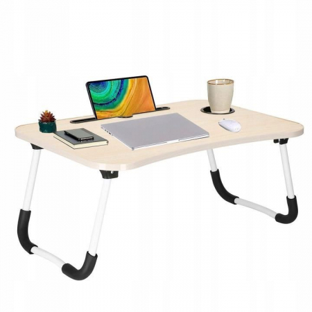 MASA PENTRU LAPTOP, PLIABILA, SUPORT PAHAR, MDF, METAL, PE, CREM, 60X40X27 CM, SPRINGOS [7]