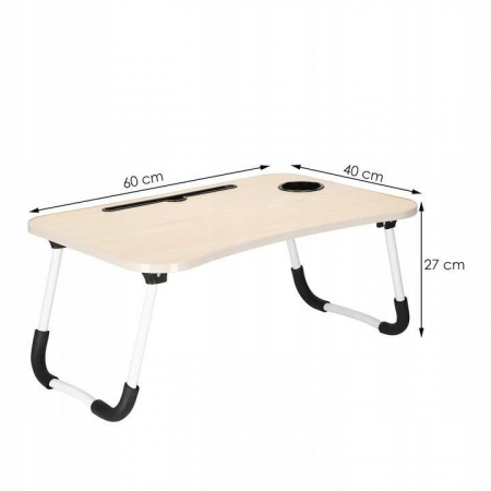 MASA PENTRU LAPTOP, PLIABILA, SUPORT PAHAR, MDF, METAL, PE, CREM, 60X40X27 CM, SPRINGOS [3]