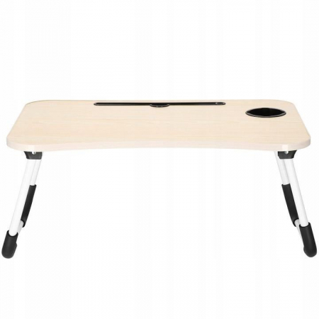 MASA PENTRU LAPTOP, PLIABILA, SUPORT PAHAR, MDF, METAL, PE, CREM, 60X40X27 CM, SPRINGOS [2]