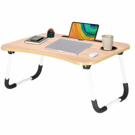 MASA PENTRU LAPTOP, PLIABILA, SUPORT PAHAR, MDF, METAL, PE, NATUR, 60X40X27 CM, SPRINGOS [4]