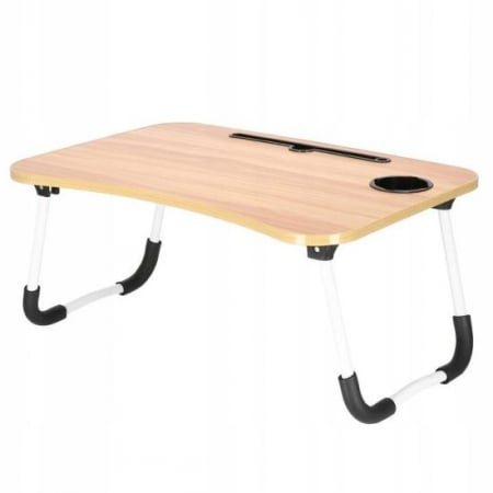 Mese - MASA PENTRU LAPTOP, PLIABILA, SUPORT PAHAR, MDF, METAL, PE, NATUR, 60X40X27 CM, SPRINGOS