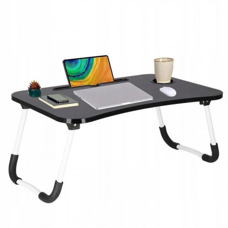 MASA PENTRU LAPTOP, PLIABILA, SUPORT PAHAR, MDF, METAL, PE, NEGRU, 60X40X27 CM, SPRINGOS [6]