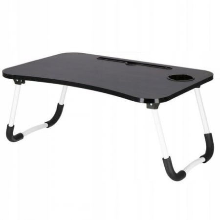 Mese - MASA PENTRU LAPTOP, PLIABILA, SUPORT PAHAR, MDF, METAL, PE, NEGRU, 60X40X27 CM, SPRINGOS