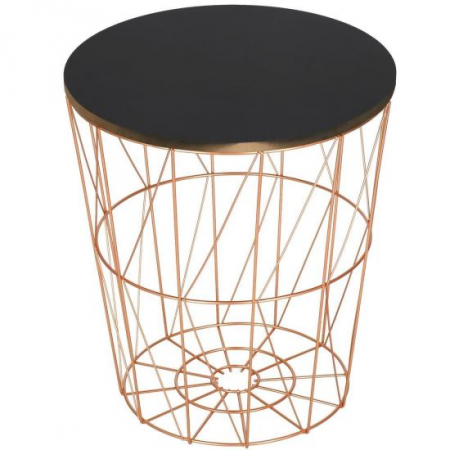 Mese - MASA ROTUNDA CU COS DEPOZITARE, MDF, BAZA METALICA, CUPRU SI NEGRU, 26.5/35X40 CM, RINO, SPRINGOS