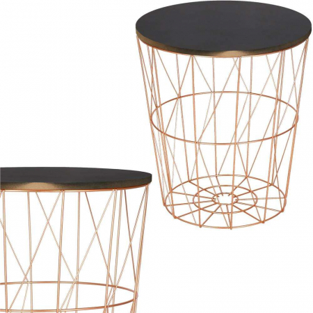 MASA ROTUNDA CU COS DEPOZITARE, MDF, BAZA METALICA, CUPRU SI NEGRU, 26.5/35X40 CM, RINO, SPRINGOS [10]
