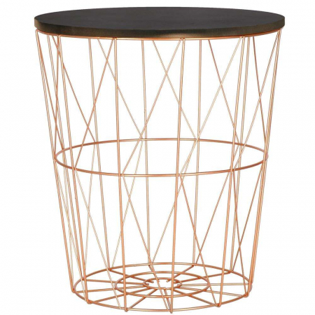 MASA ROTUNDA CU COS DEPOZITARE, MDF, BAZA METALICA, CUPRU SI NEGRU, 26.5/35X40 CM, RINO, SPRINGOS [7]