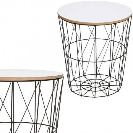 MASA ROTUNDA CU COS DEPOZITARE, MDF, BAZA METALICA, NEGRU SI ALB, 26.5/35X40 CM, RINO, SPRINGOS [1]