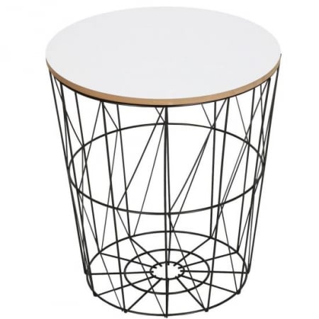 Mese - MASA ROTUNDA CU COS DEPOZITARE, MDF, BAZA METALICA, NEGRU SI ALB, 26.5/35X40 CM, RINO, SPRINGOS