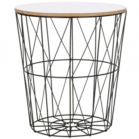 MASA ROTUNDA CU COS DEPOZITARE, MDF, BAZA METALICA, NEGRU SI ALB, 26.5/35X40 CM, RINO, SPRINGOS [8]